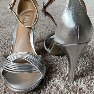 Silver Stiletto heels with ankle strap